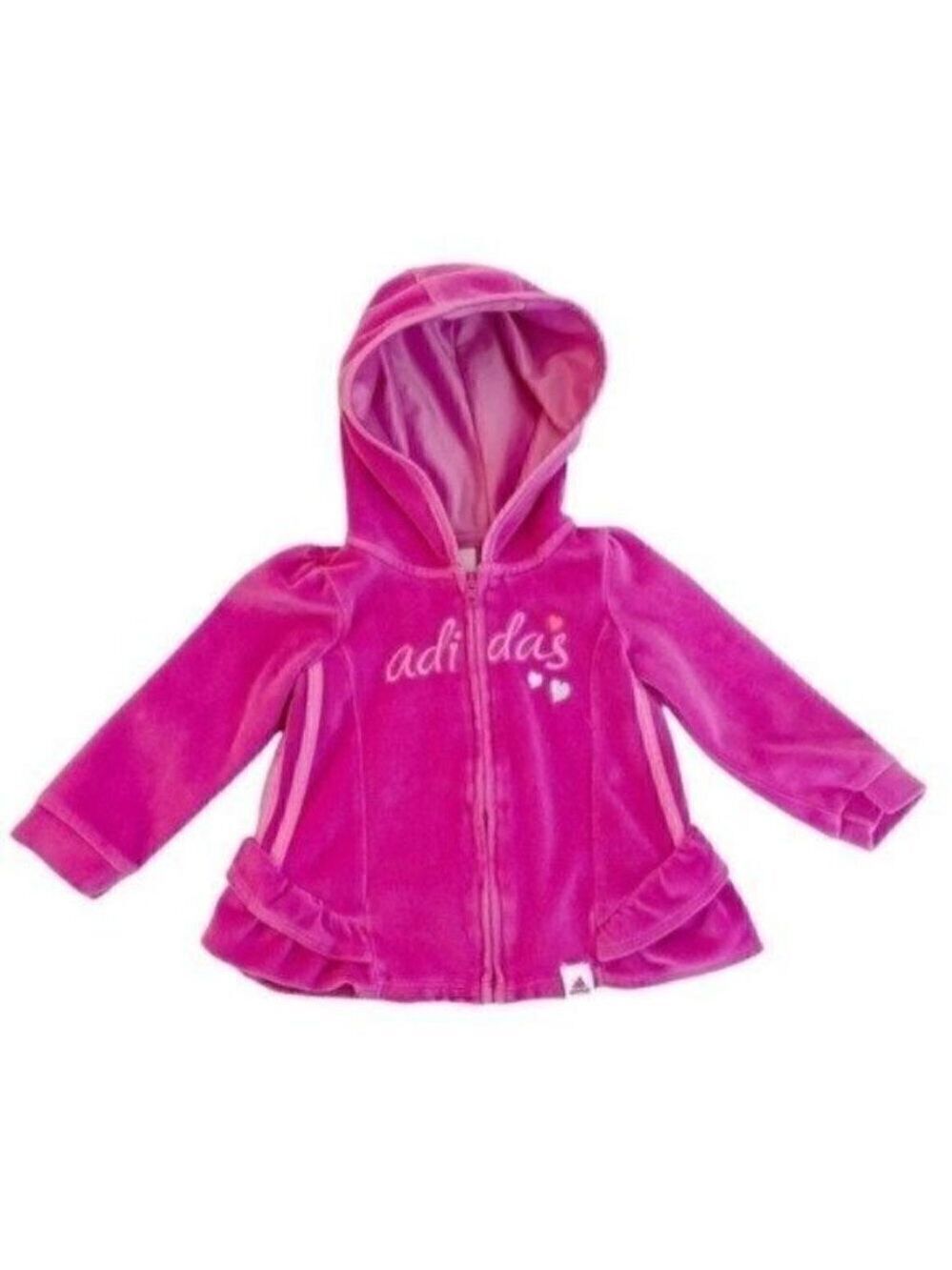ADIDAS 6/9 Months Pink Velour Full Zip Hoodie